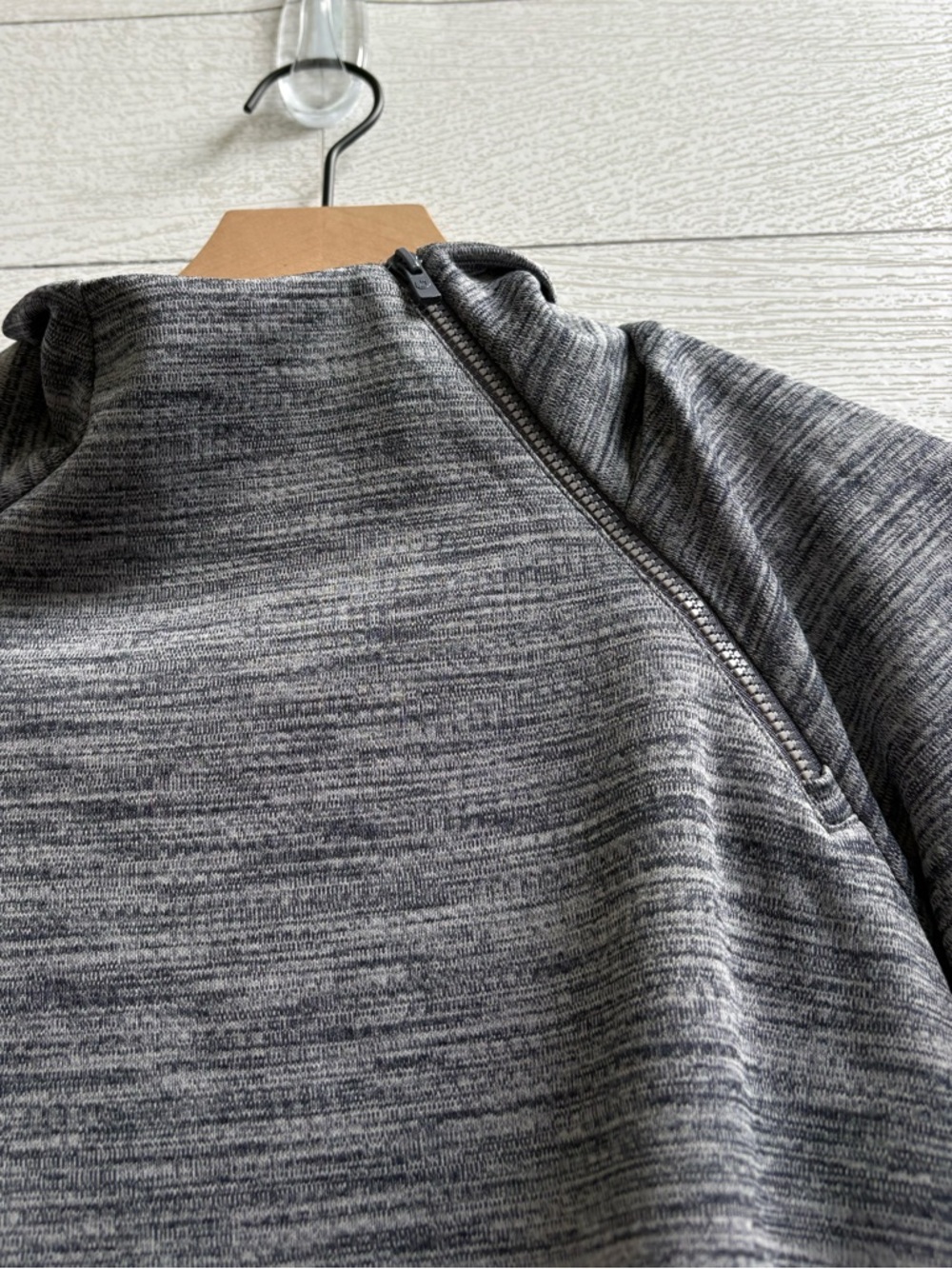 IBKUL Heathered Asymmetrical Quarter Zip Pullover Top UPF 50+ Gray Small - Picture 7 of 12